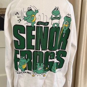 Vintage Senior Frogs White Crewneck Sweater size XL  perfect for St Patrick’s